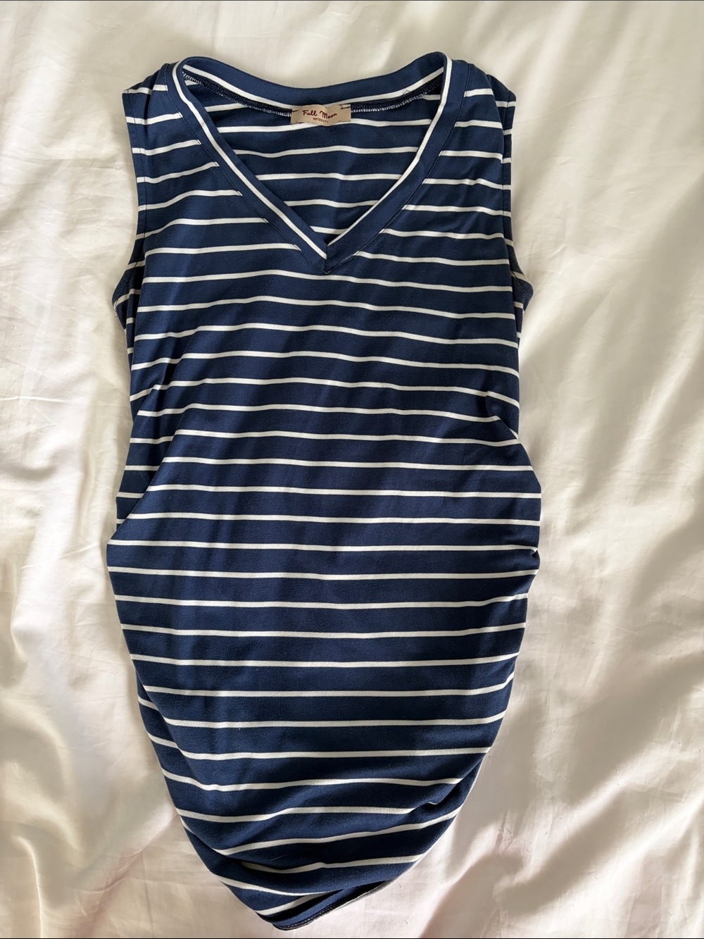 Full Moon Verina Navy & White Striped V-Neck Sleeveless Maternity Top XS